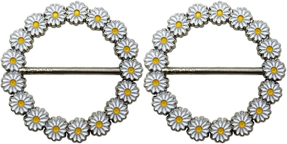2 Pcs Anti-explosion Buckle Sweater Shawl Clips Scarves for Women Dressy Women Rings Shawl Clip Brooch Rhinestone Scarves Buckle Daisy Ring Silk Scarf Alloy Miss