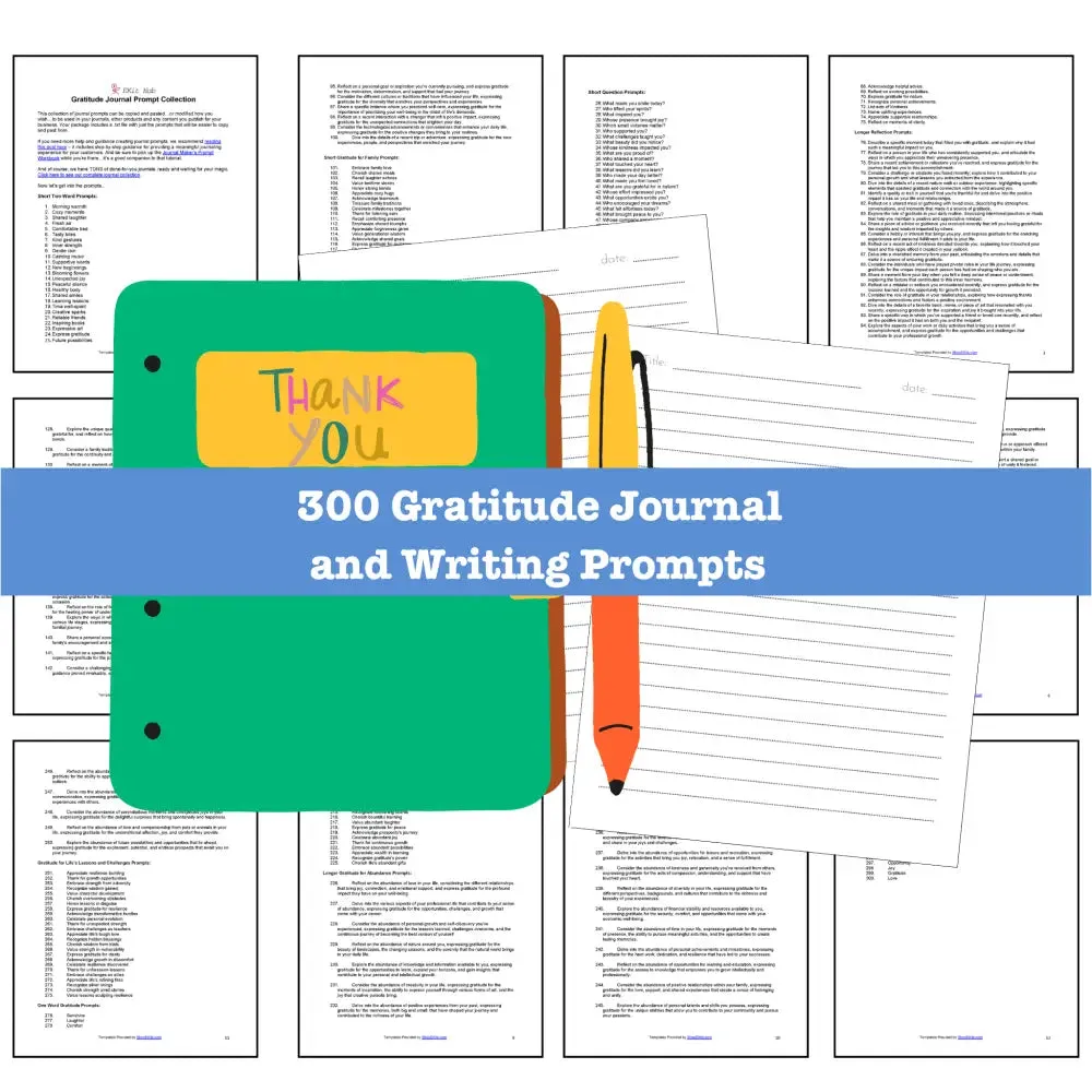 300 Gratitude Journal Prompts - Copy & Paste with PLR Rights