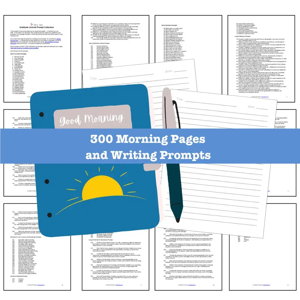300 Morning Journal Prompts for Writing - Copy & Paste with PLR Rights