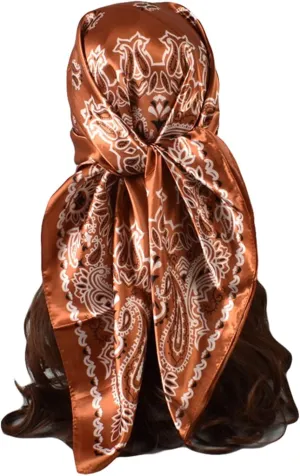 35" Large Square Satin Head Scarf Silk Hair Scarf Square Hair Bandanas Headband Tie Head Wraps for Women