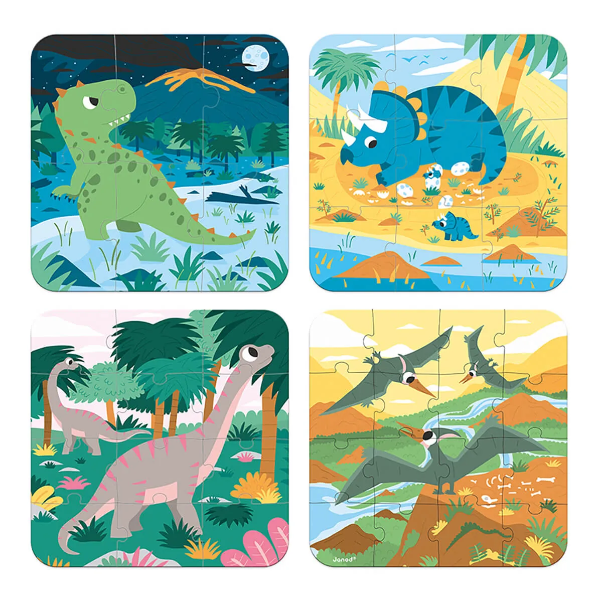 4 Progressive Dinosaur Puzzles by Janod