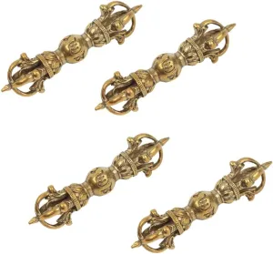 4Pcs Pure Brass Six-Character Mantra Vajra One-Word Drop Magic Pestle Vajra Prong Esoteric Body Protection Device for Men and Women Creative Retro Key Chain Pendant