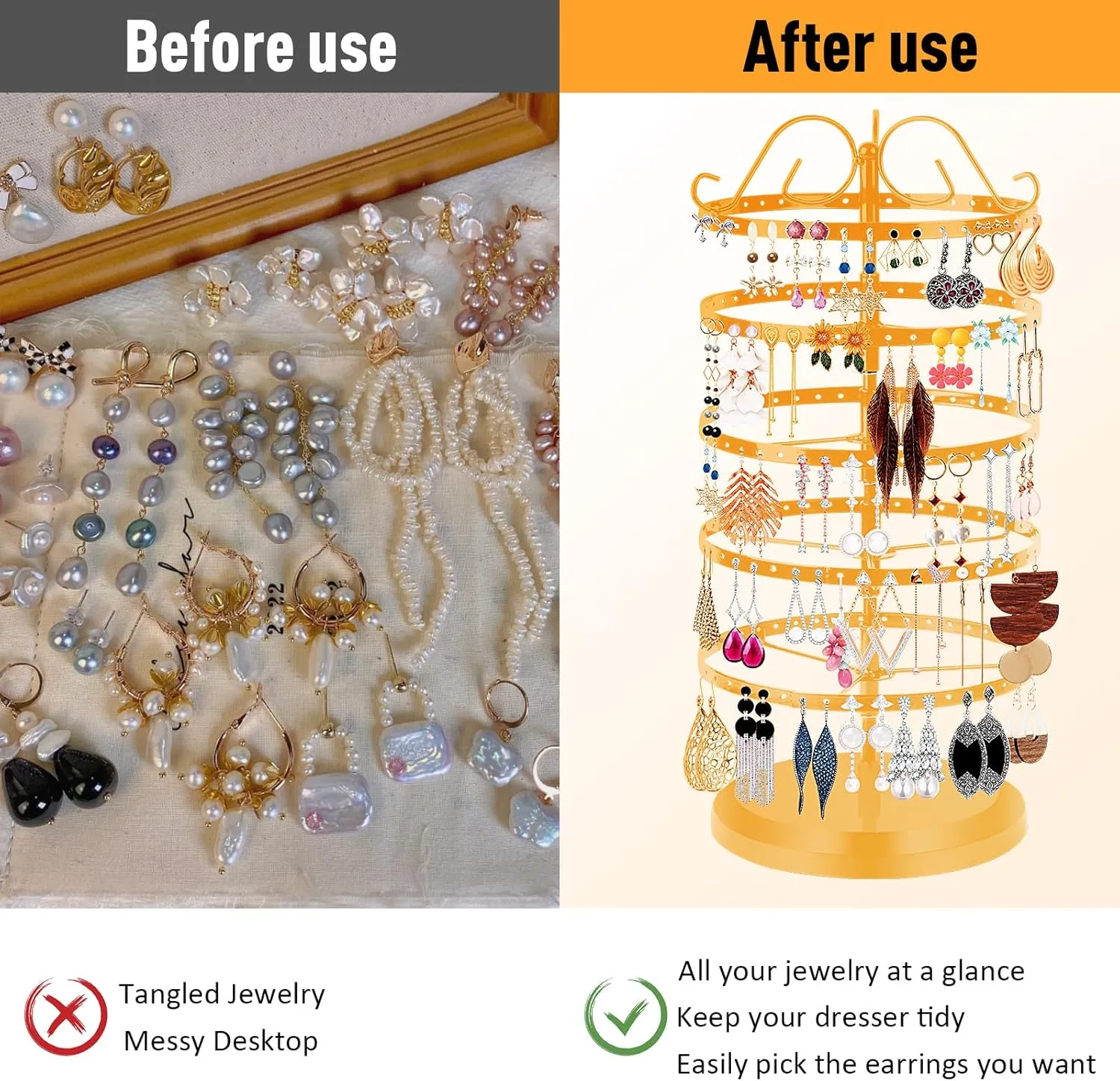 5 Tiers 360 Rotating Earring Holder Organizer Stand,220 Holes Stud Earring Organizers and StorageJewelry Organizers and Storage,Earring Tree Organizer for Women