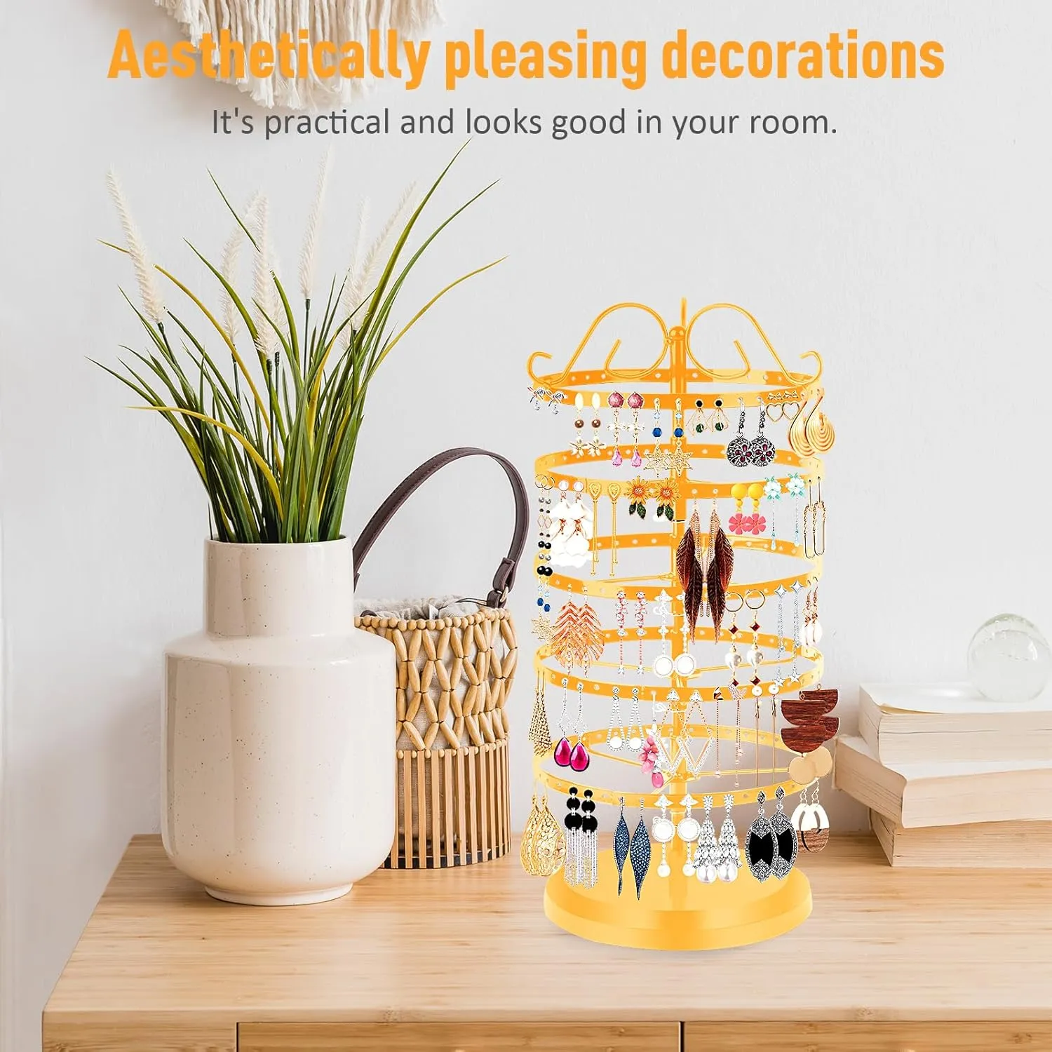 5 Tiers 360 Rotating Earring Holder Organizer Stand,220 Holes Stud Earring Organizers and StorageJewelry Organizers and Storage,Earring Tree Organizer for Women