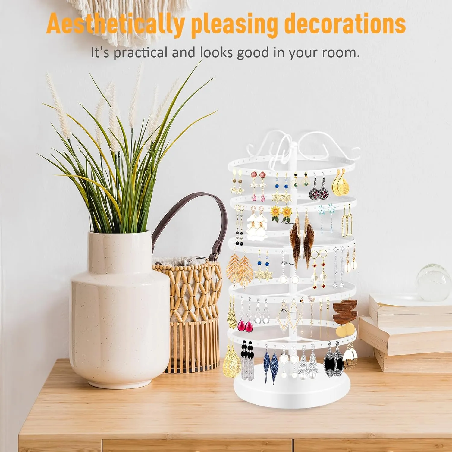 5 Tiers 360 Rotating Earring Holder Organizer Stand,220 Holes Stud Earring Organizers and StorageJewelry Organizers and Storage,Earring Tree Organizer for Women