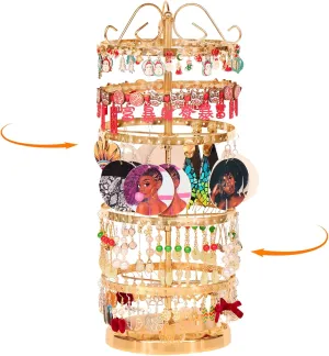 5 Tiers 360 Rotating Earring Holder Organizer Stand,220 Holes Stud Earring Organizers and StorageJewelry Organizers and Storage,Earring Tree Organizer for Women