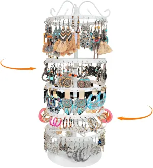 5 Tiers 360 Rotating Earring Holder Organizer Stand,220 Holes Stud Earring Organizers and StorageJewelry Organizers and Storage,Earring Tree Organizer for Women