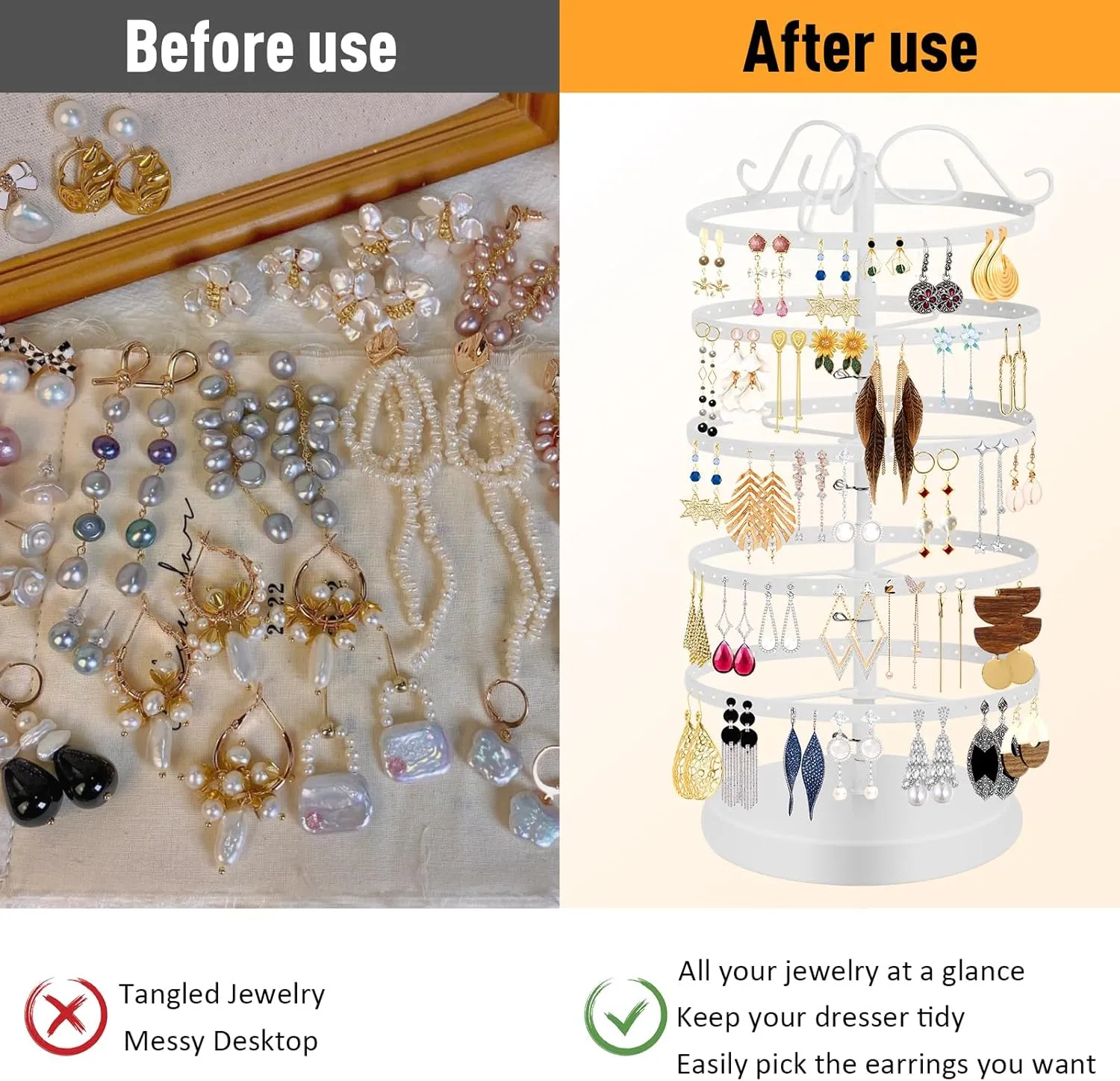 5 Tiers 360 Rotating Earring Holder Organizer Stand,220 Holes Stud Earring Organizers and StorageJewelry Organizers and Storage,Earring Tree Organizer for Women
