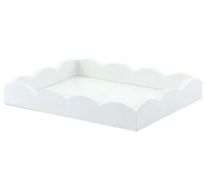 Addison Ross Small Scallop Lacquered Tray – White – 11" x 8"