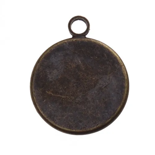 Antique Bronze Plated Pendant trays,lead and nickle free,fit 14mm round glass cabocon, sold 50pcs per pkg