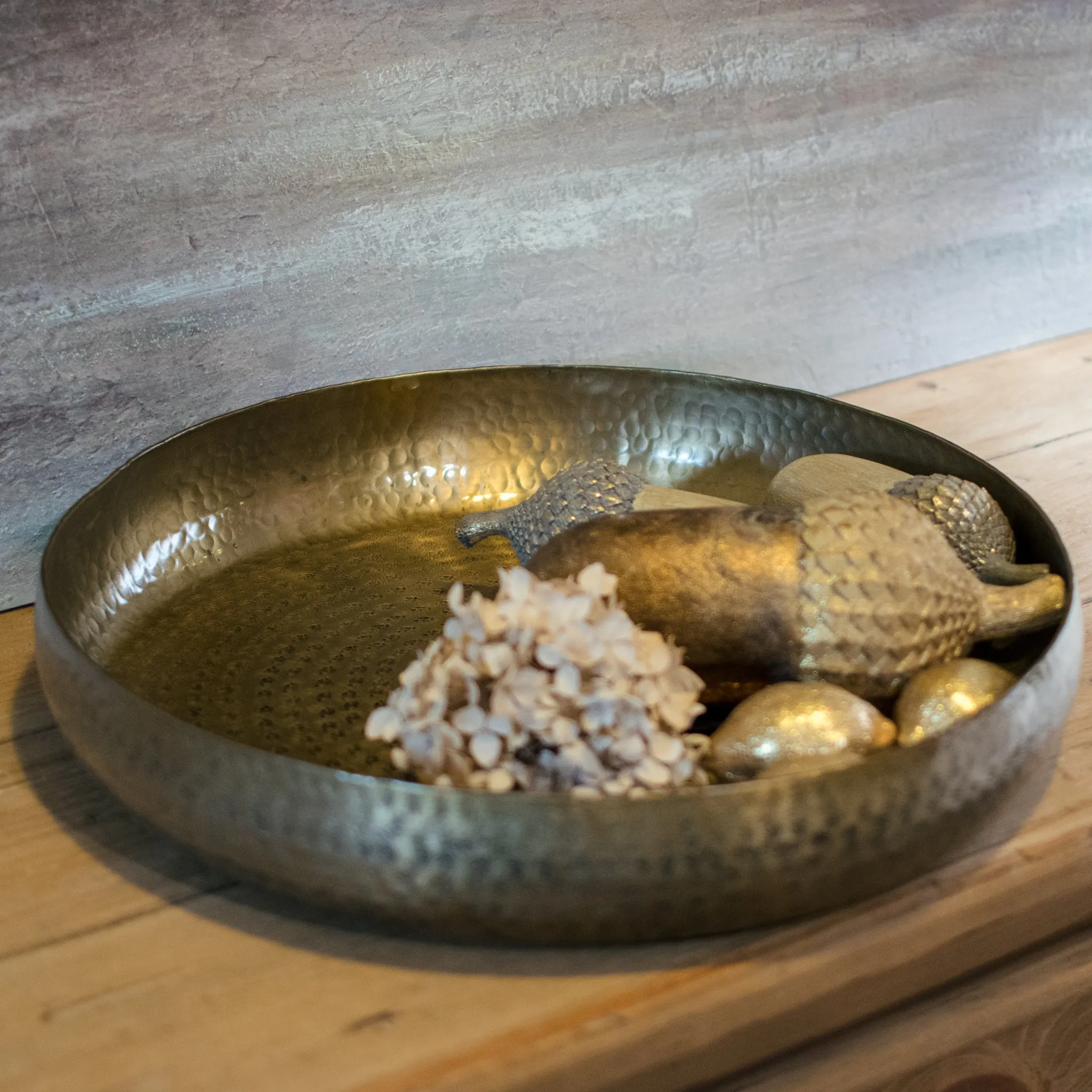 Antiqued Brass Round Tray 45cm