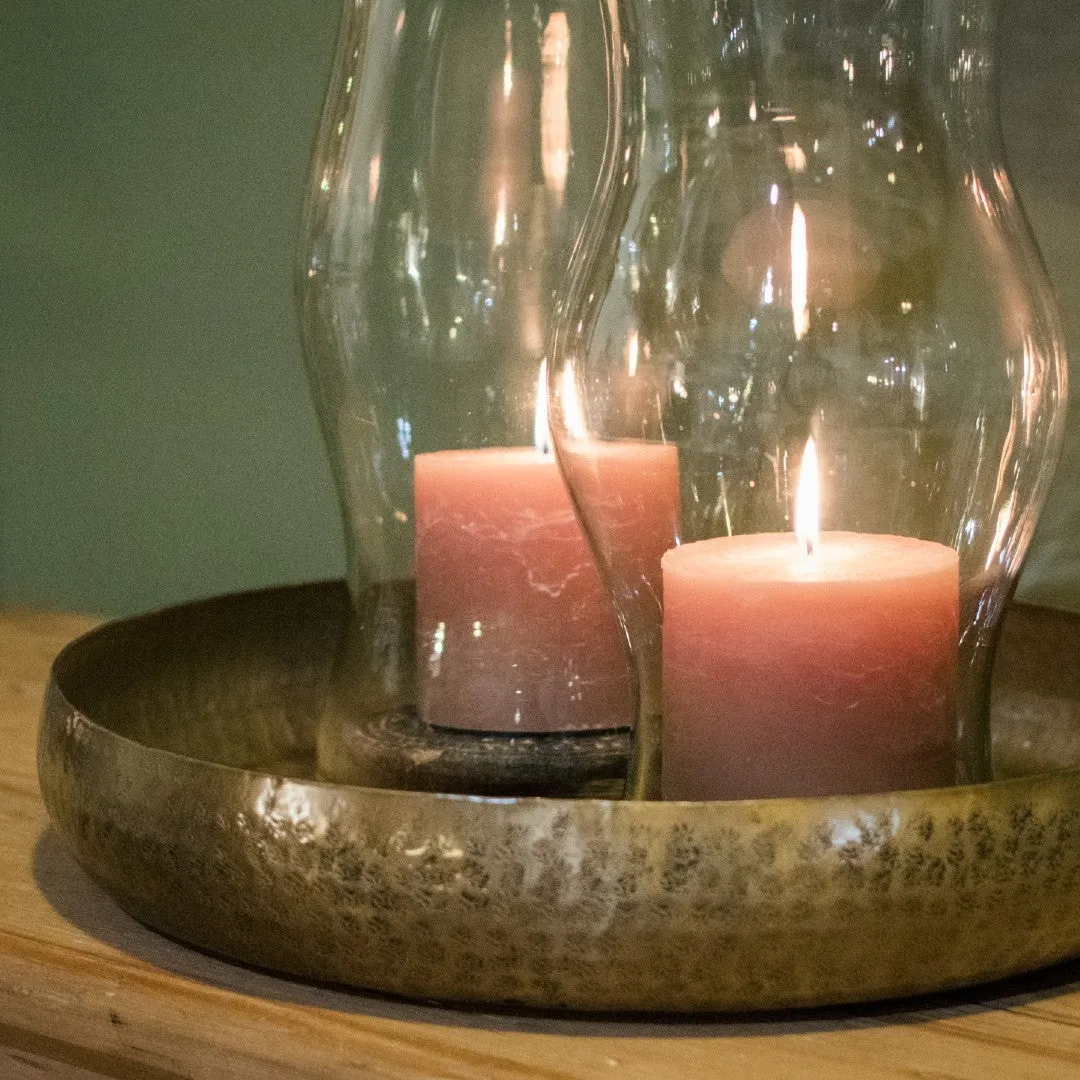 Antiqued Brass Round Tray 45cm