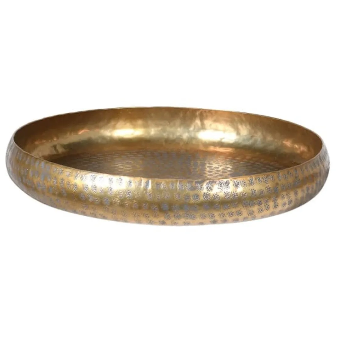 Antiqued Brass Round Tray 45cm