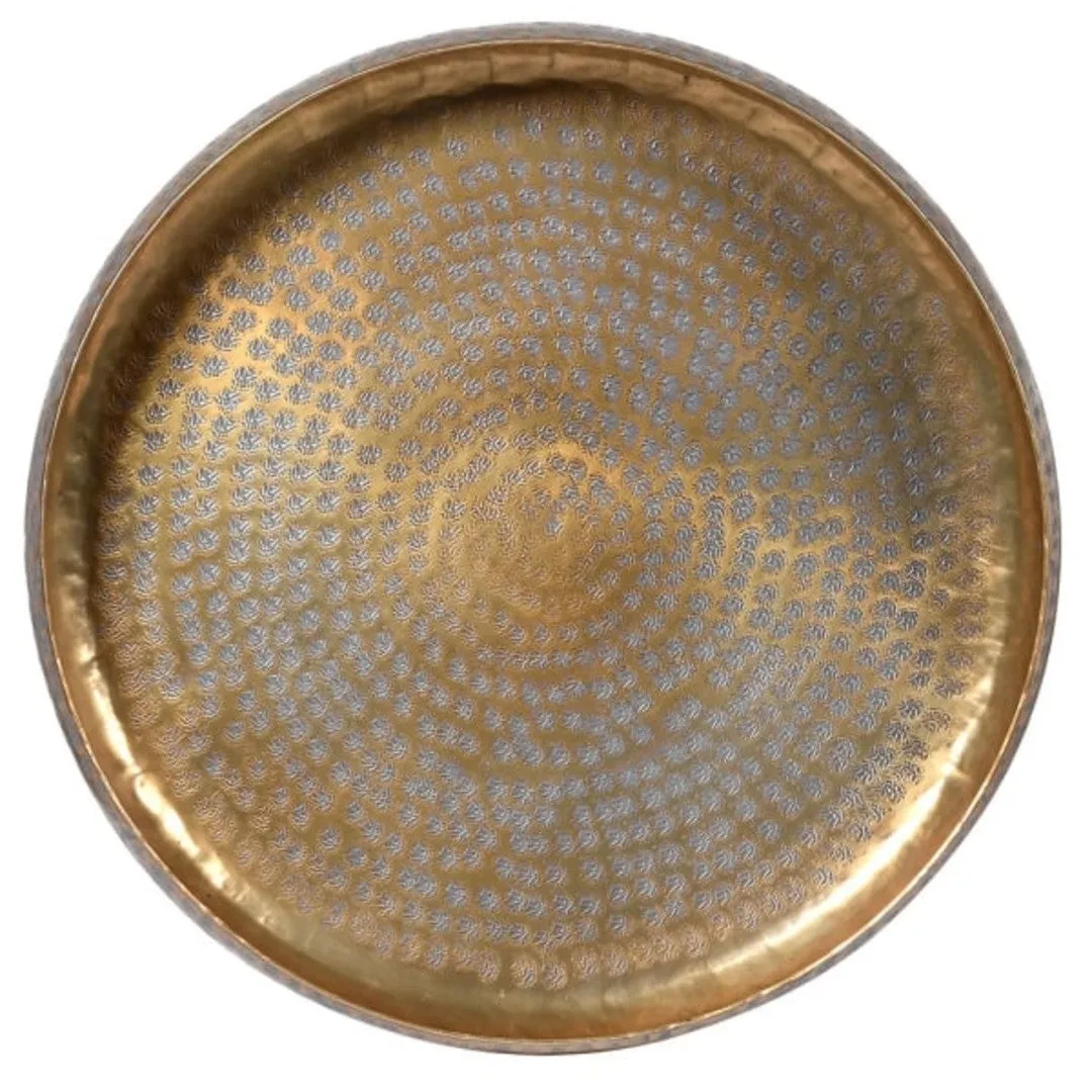 Antiqued Brass Round Tray 45cm