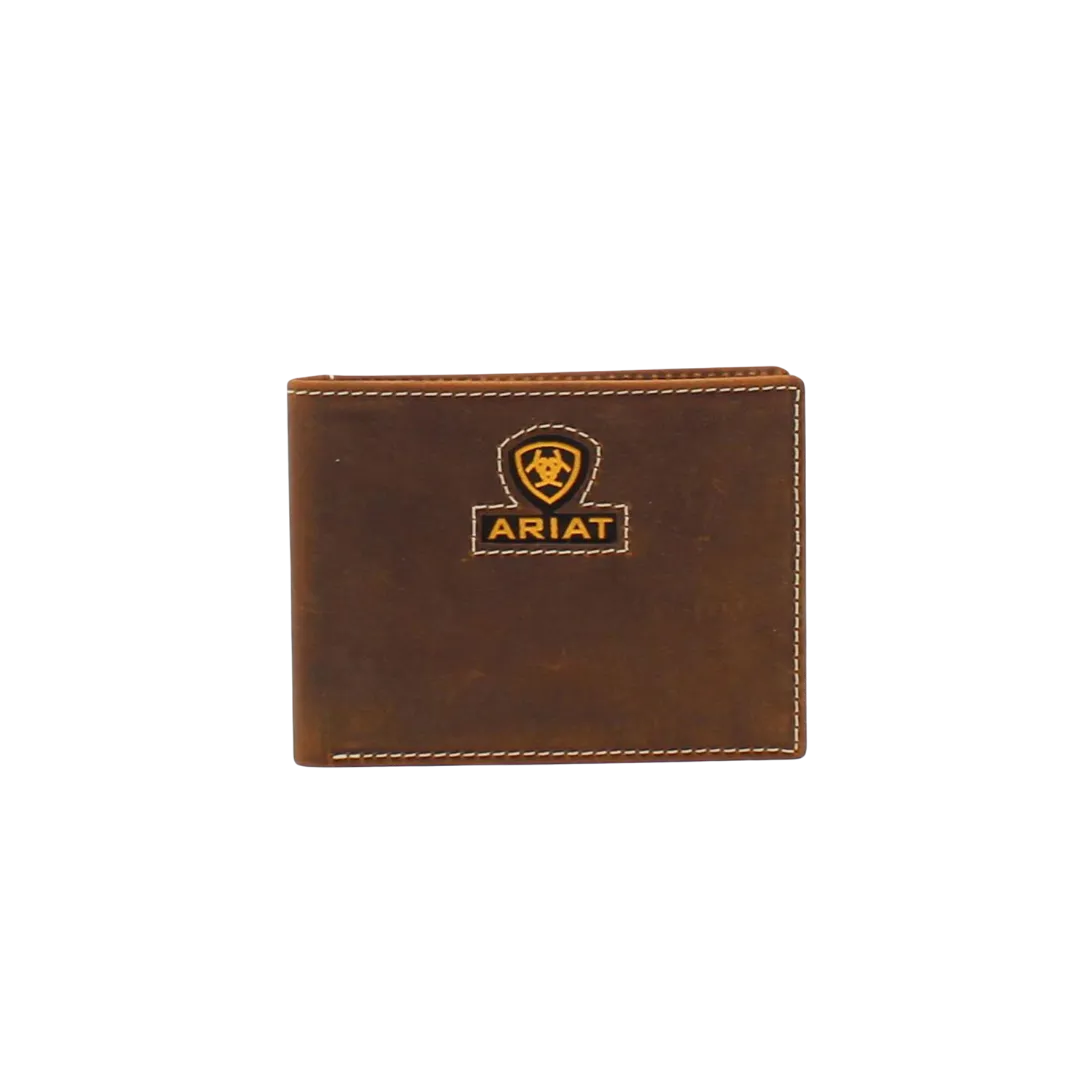 Ariat Men's Bifold Logo Ribbon Inlay Brown Wallet