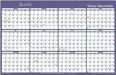 At-A-Glance Write-On/Wipe-Off Horizontal Format Reversible Yearly Wall Planner 48 X 32