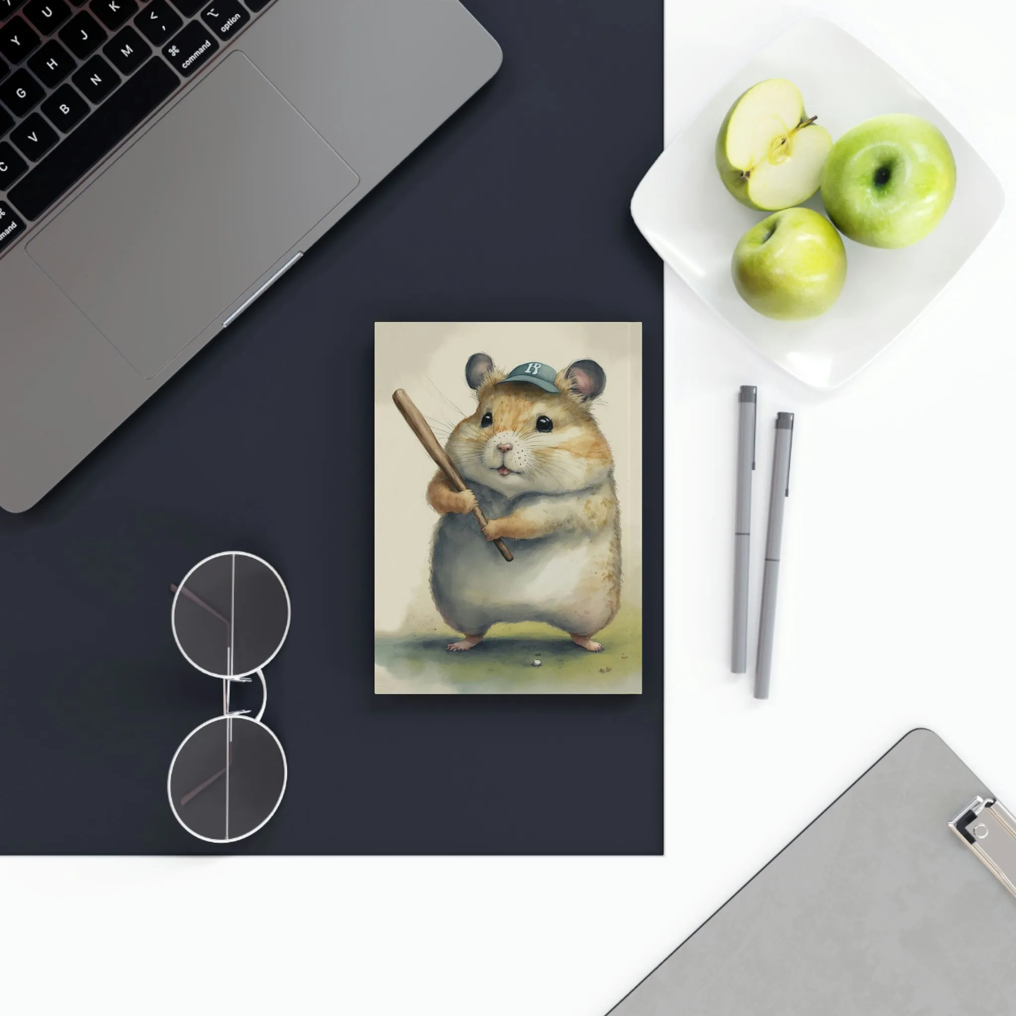 Baseball Hamster Hard Backed Journal