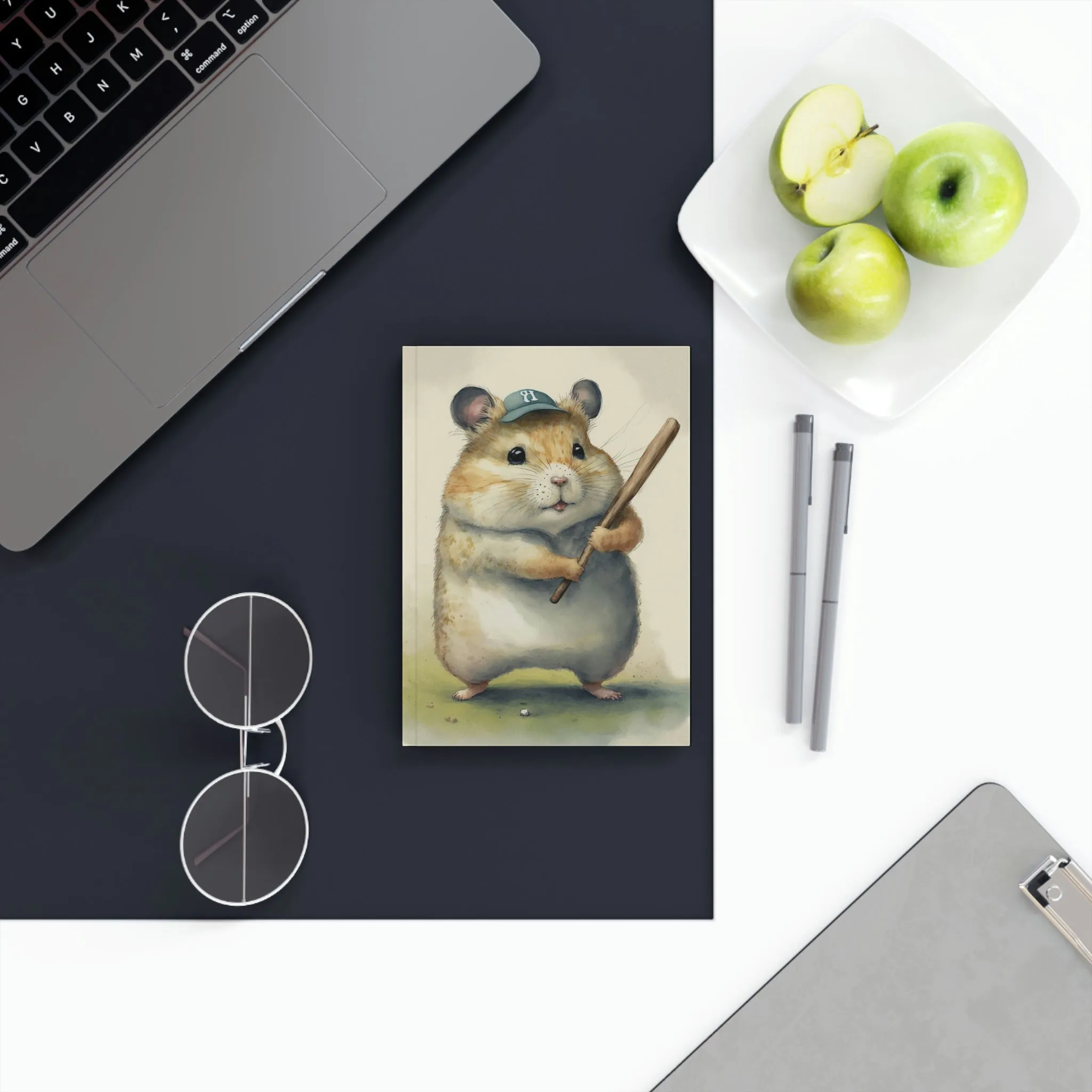 Baseball Hamster Hard Backed Journal