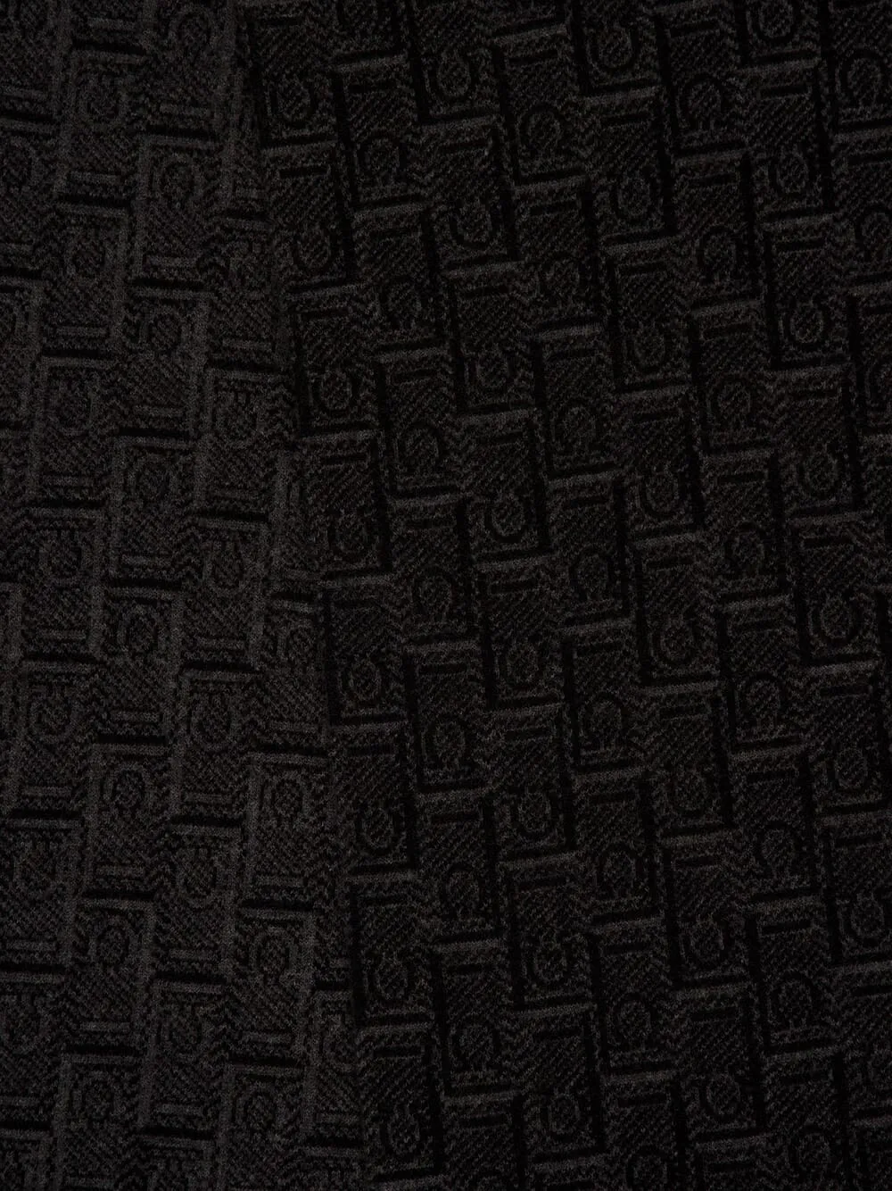 Black Wool Monogram Knit Scarf