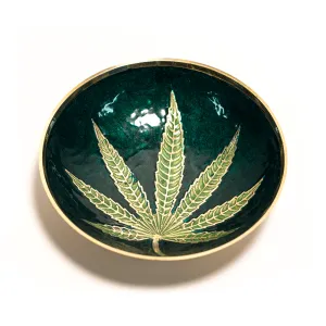 BRASS BOWL WITH LEAF 6 INCHES