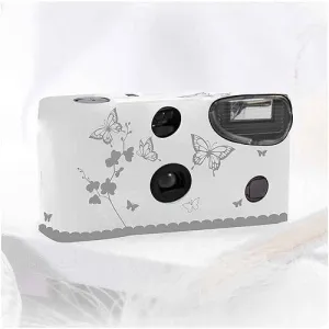 Butterfly Garden White And Silver Single Use Camera