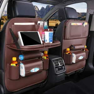 Car Back Seat Organizer Storage Bag with Foldable Table