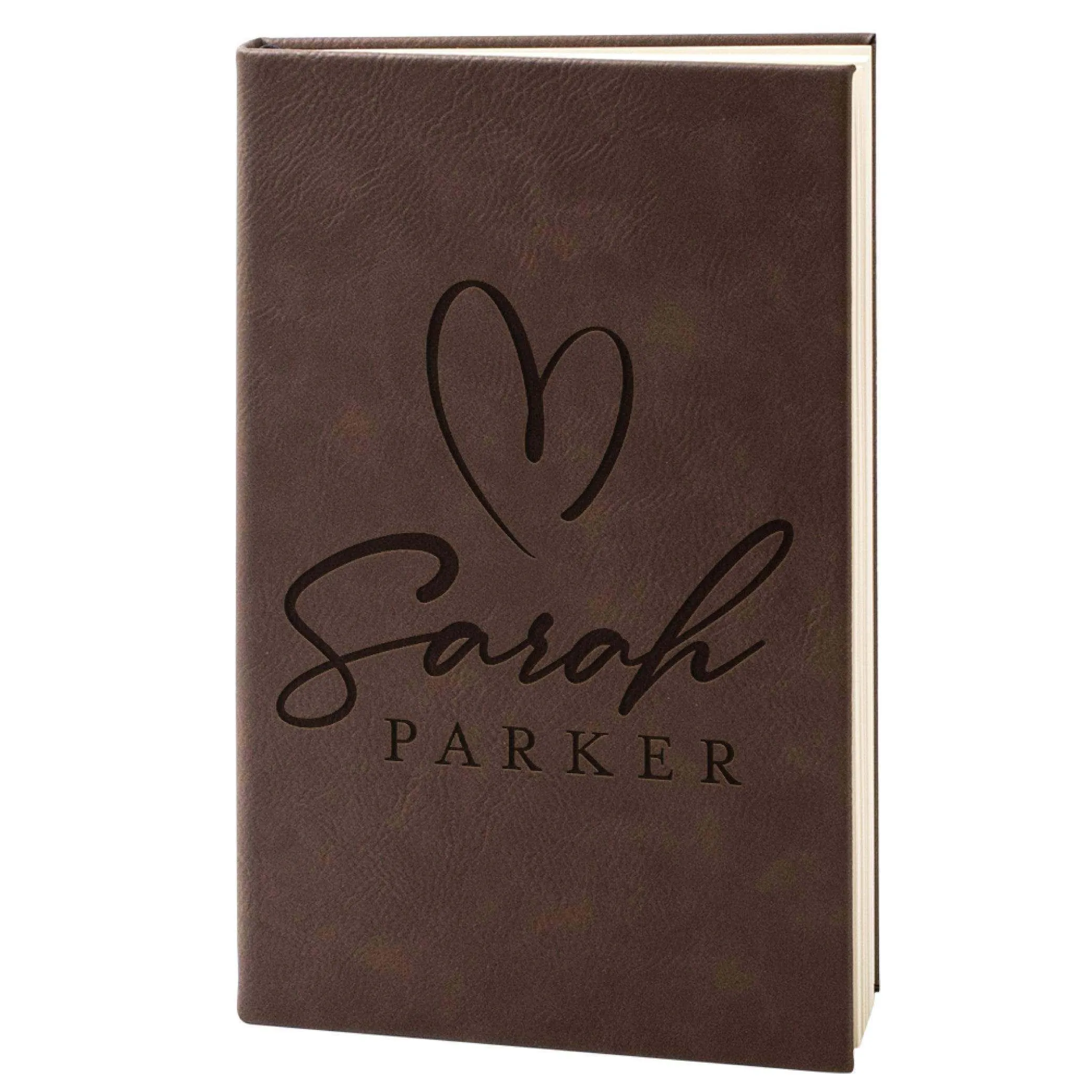 Custom Leather Notebook - Hearted Design Notebook, Gift for Her
