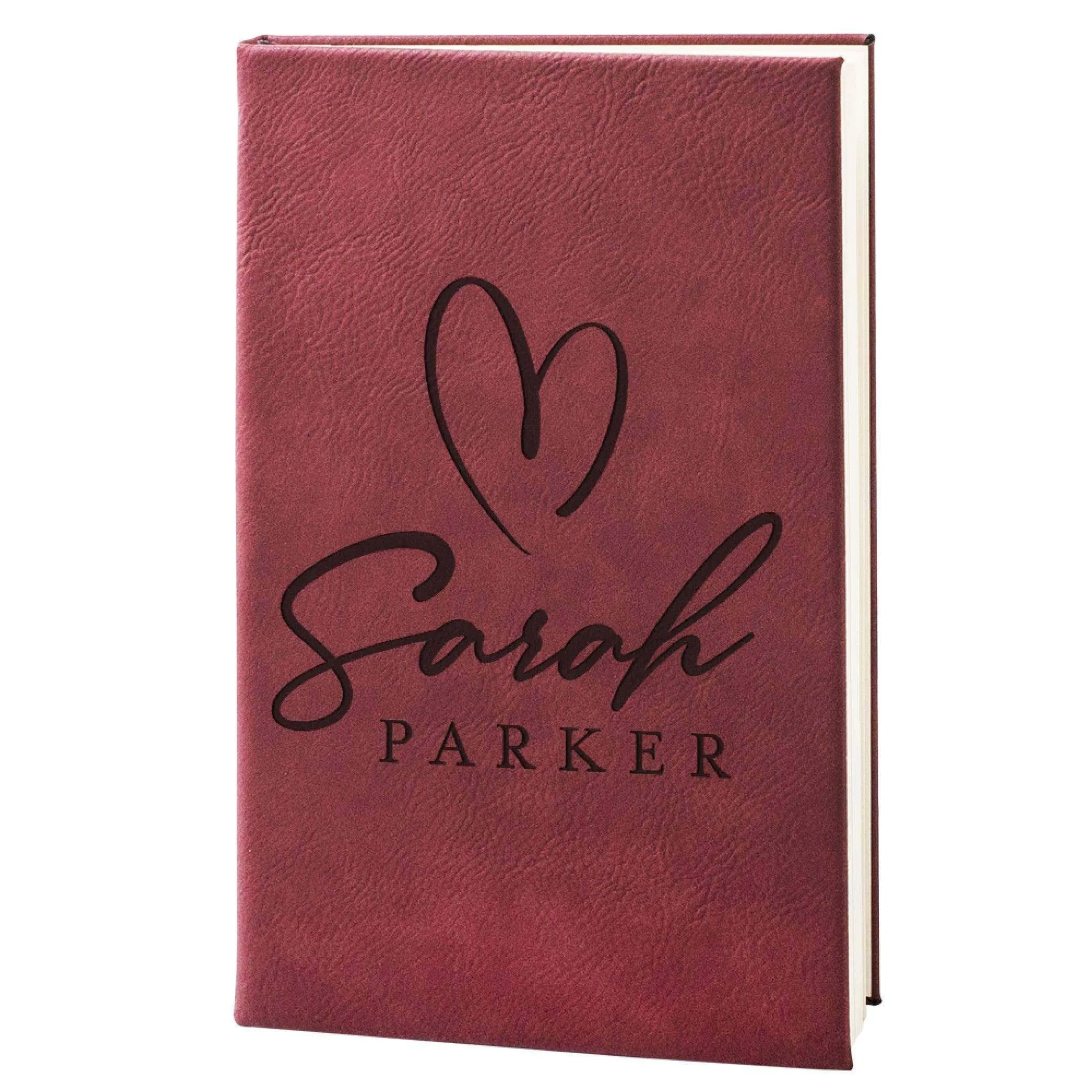 Custom Leather Notebook - Hearted Design Notebook, Gift for Her