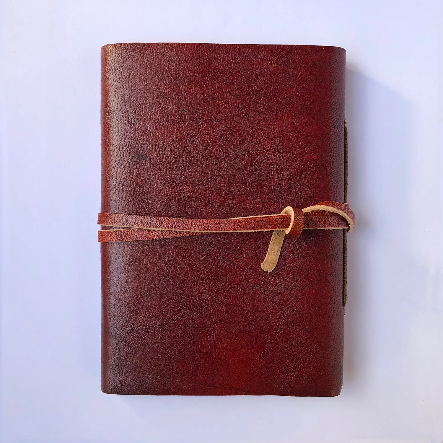 Fair Trade Leather Notebook Folding Flap and Tie (2 Sizes) Handmade Indian Diary Sketchbook Journal