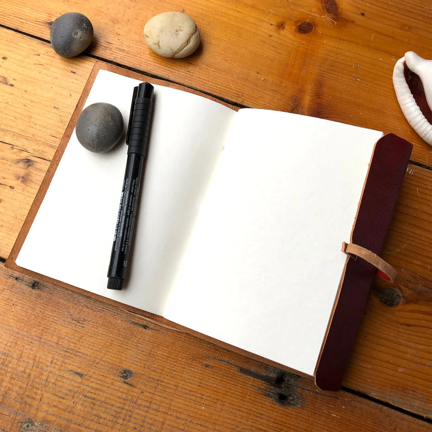 Fair Trade Leather Notebook Folding Flap and Tie (2 Sizes) Handmade Indian Diary Sketchbook Journal