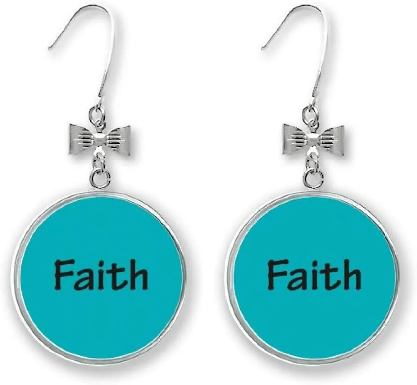 Faith Word Inspirational Quote Sayings Bow Earrings Drop Stud Pierced Hook