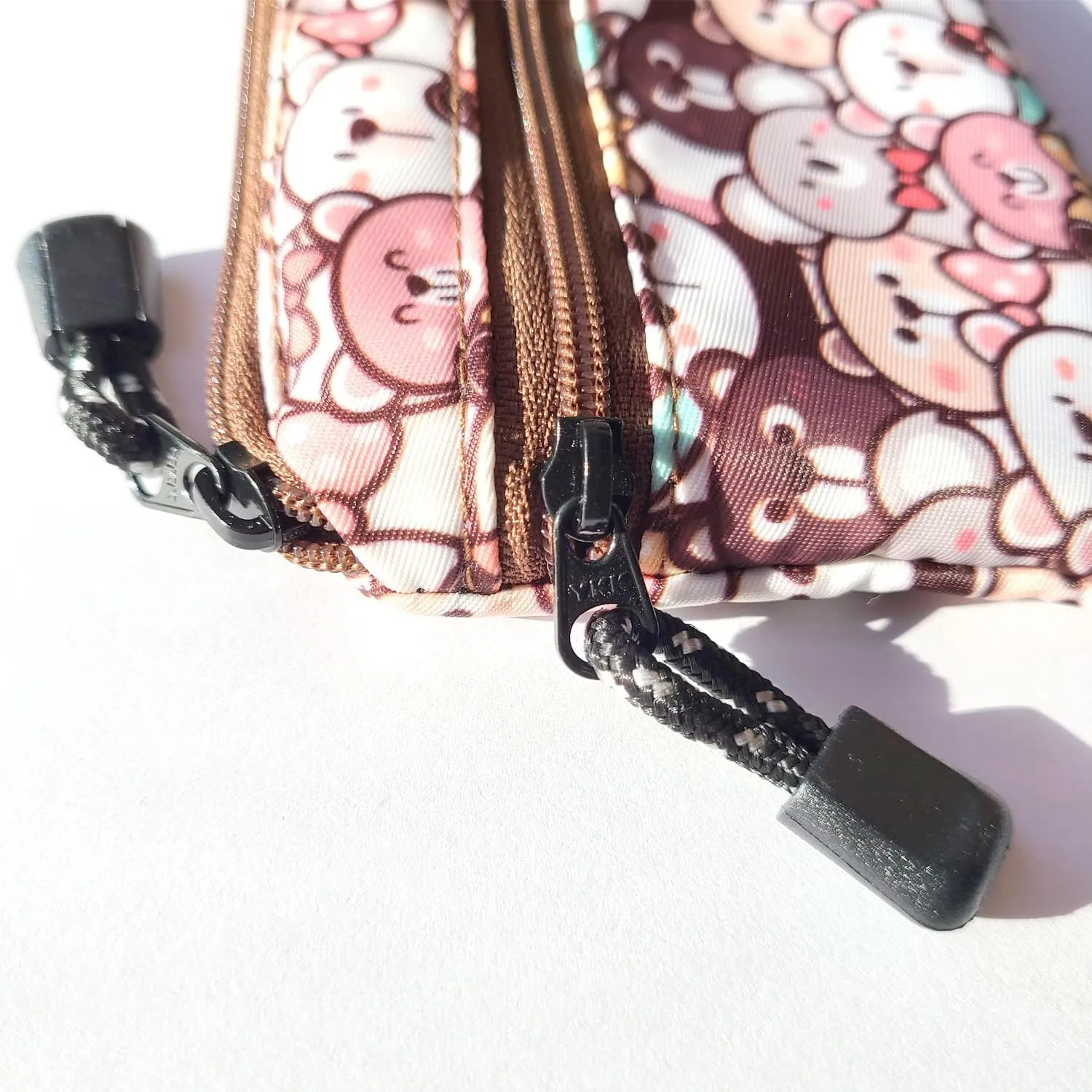 FLOCK THREE Small Coin Purse Pouch for Women with Zipper Mini Change Wallet Credit Card Holder Keychain Bag Cute Ladies Key Card Cases Money Organizers for Boys Girls (Fortune Bear)