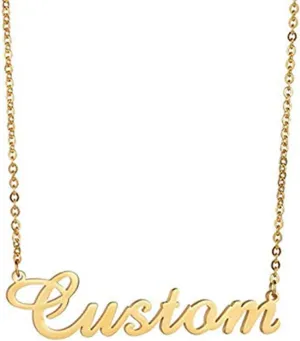 Flowshey Custom Name Necklace Personalized 18K Gold Plated Customized Nameplate Pendant Necklace Gifts for Women Mom