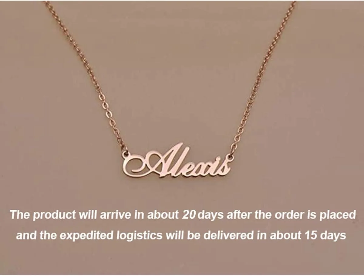 Flowshey Custom Name Necklace Personalized 18K Gold Plated Customized Nameplate Pendant Necklace Gifts for Women Mom