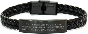 Funny Friendship Gifts for Women Gifts for Friend from Friend | Inappropriate Friend Gifts Braided Leather Bracelet Gifts for Her | Sarcastic Friend Jewelry | Father's Day Unique Gifts for Friends