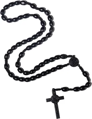 Fuqimanman2020 Christian Handmade Wooden Catholic Rosaries Necklace, Prayer Beads Holy Soil Medal & Cross, Catholic Wooden Rosary Beads