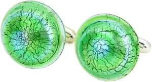 Glass Of Venice Murano Glass Lights Cufflinks - Silver Green