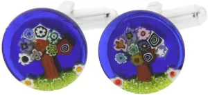 GlassOfVenice Murano Glass Millefiori Cufflinks - Tree of Life - 1/2 Inch