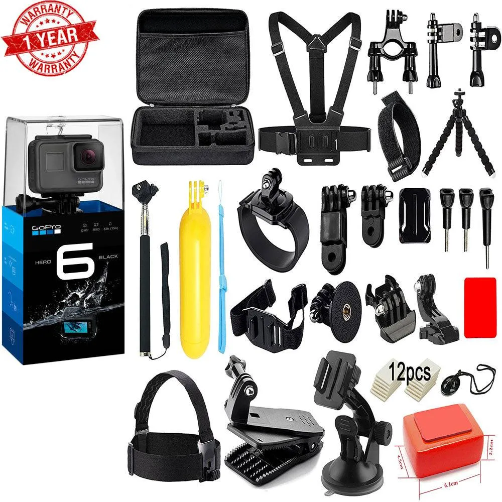 GoPro HERO6 Black w/Soft Digits Accs Kit for Hero 6 5 4 3 Session Acc Bundle Set