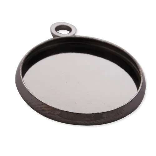 Gun Metal Black Plated Pendant trays,lead and nickle free,fit 16mm round glass cabocon, sold 50pcs per pkg