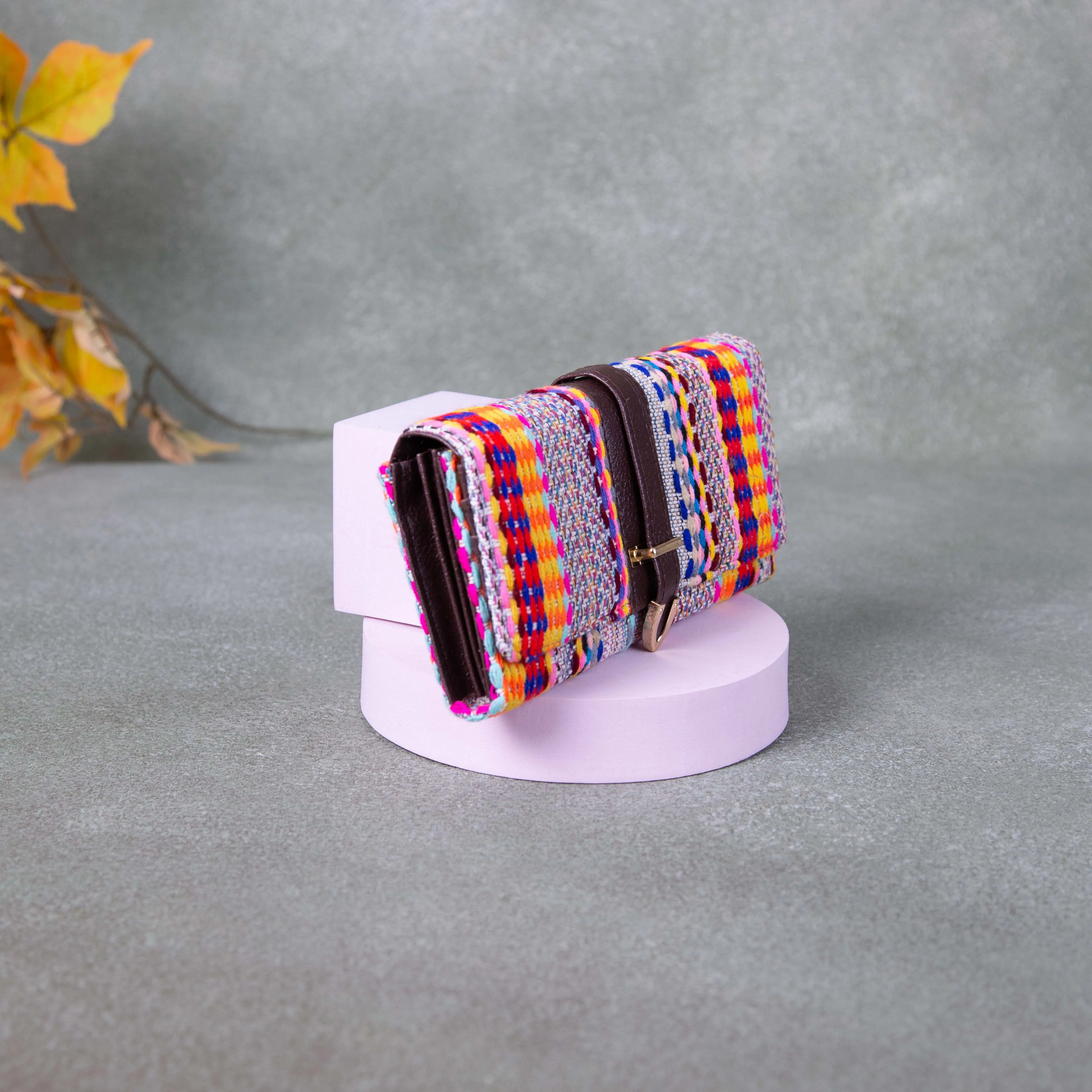 Handmade Wallets - Classic Yellow with Pink Line Design