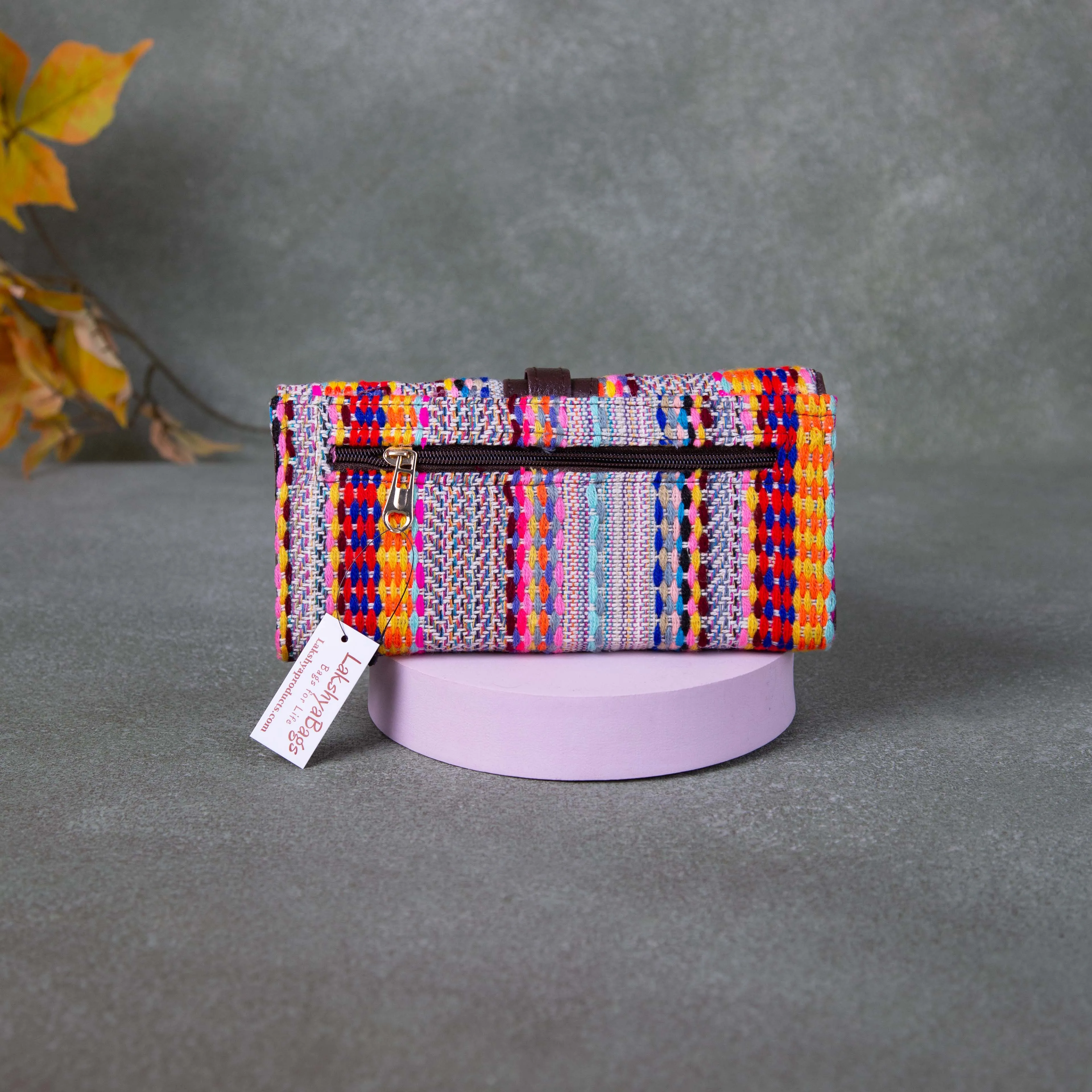 Handmade Wallets - Classic Yellow with Pink Line Design