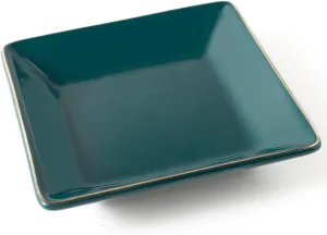 HANKOR Ceramic Jewelry Dish Tray, Decorative Trinket Tray Holder for Ring Earring Key, Gift for Women Girls, 4.7inch, Green