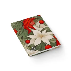 Hardcover Writing Journal with 128 ruled line pages - Christmas Flowers