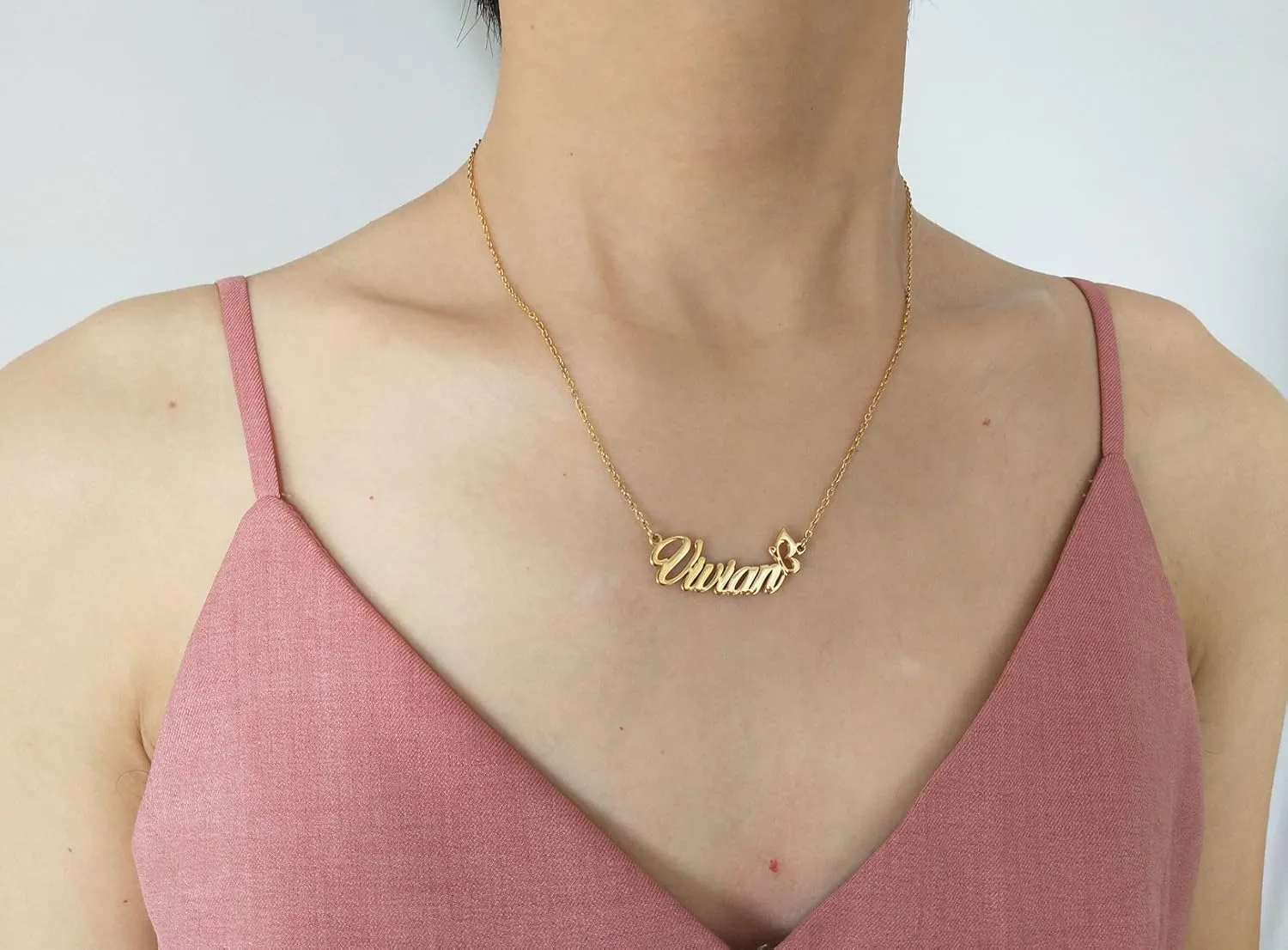 HUAN XUN Personalized Customized Name Initial Necklace Monogrammed Words Girl's Jewelry