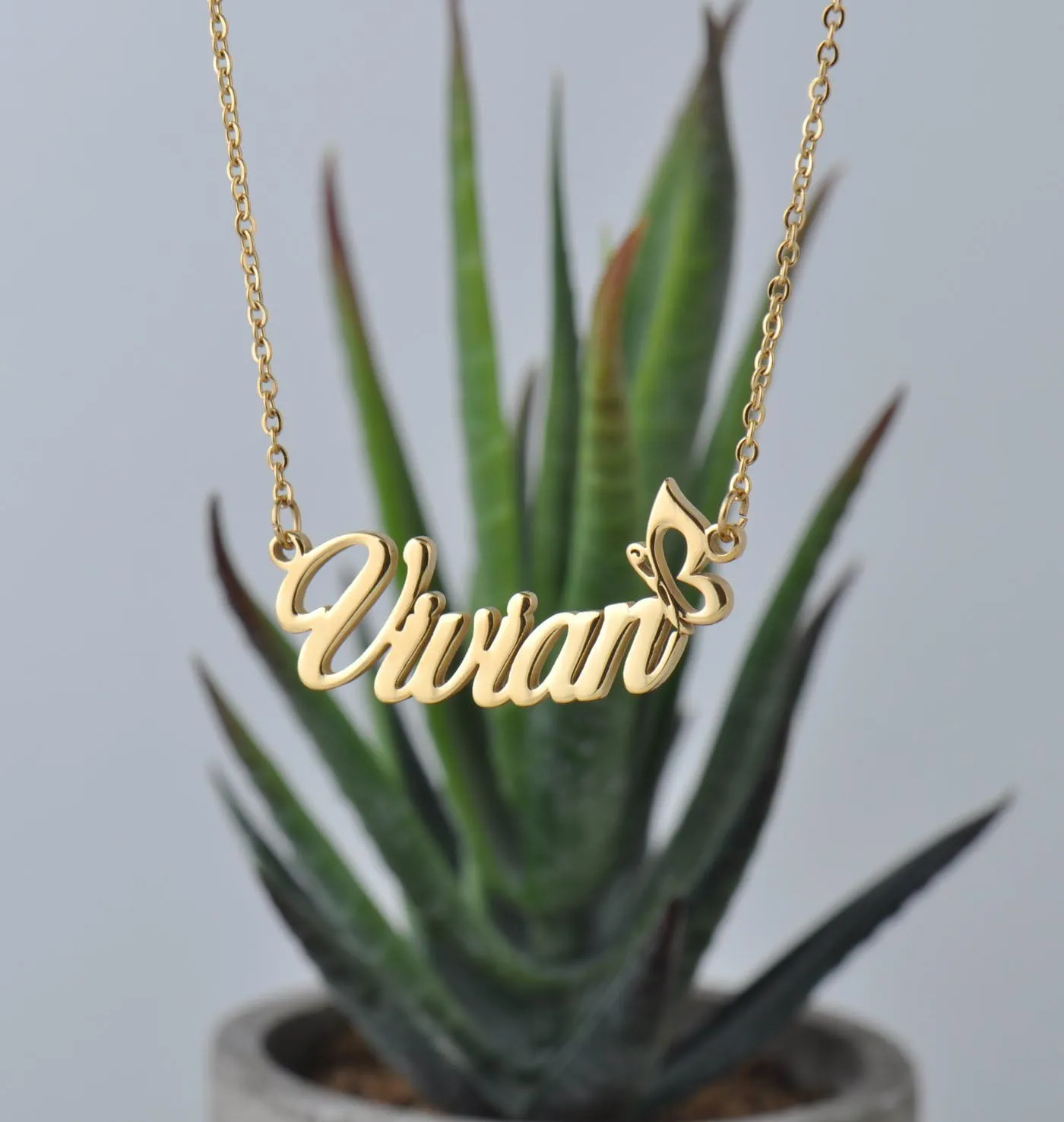 HUAN XUN Personalized Customized Name Initial Necklace Monogrammed Words Girl's Jewelry