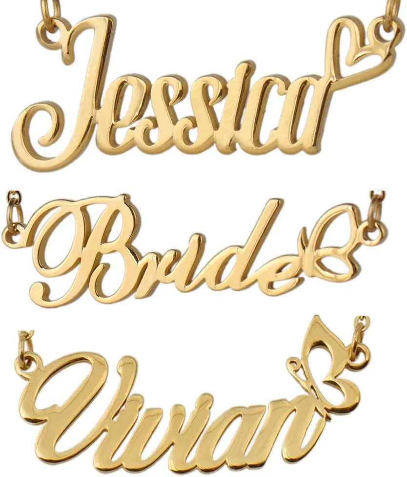 HUAN XUN Personalized Customized Name Initial Necklace Monogrammed Words Girl's Jewelry