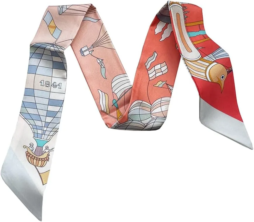 JERLA 100% Mulberry silk Scarf Head Hair Ribbon Handbag Handle wrap Tie Bundle Neckerchief Scarf for women
