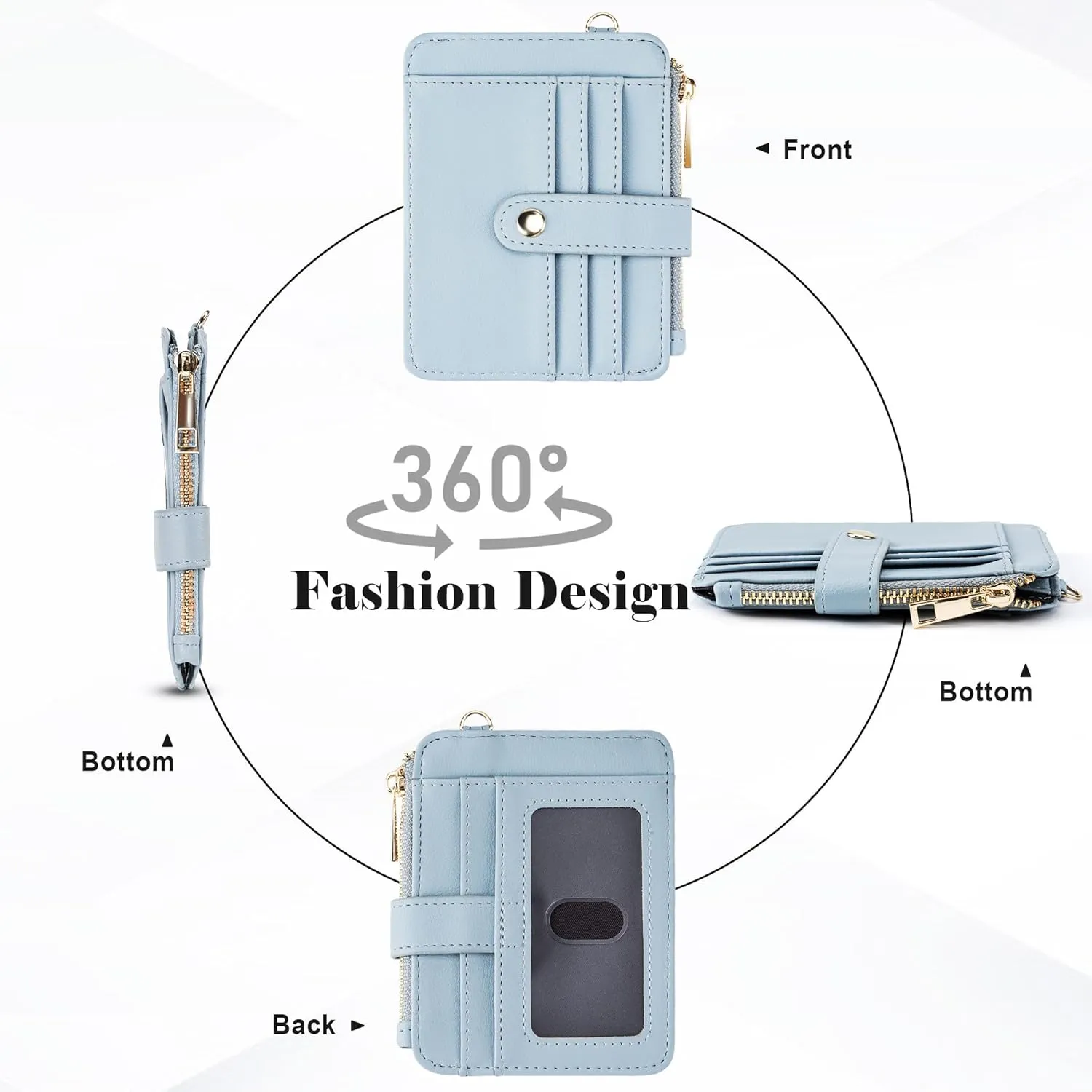 Keychain Wallet with Bracelet RFID Blocking Wristlet Credit Purse Card Holder, Silicone Bead Tassel Key Ring for Women