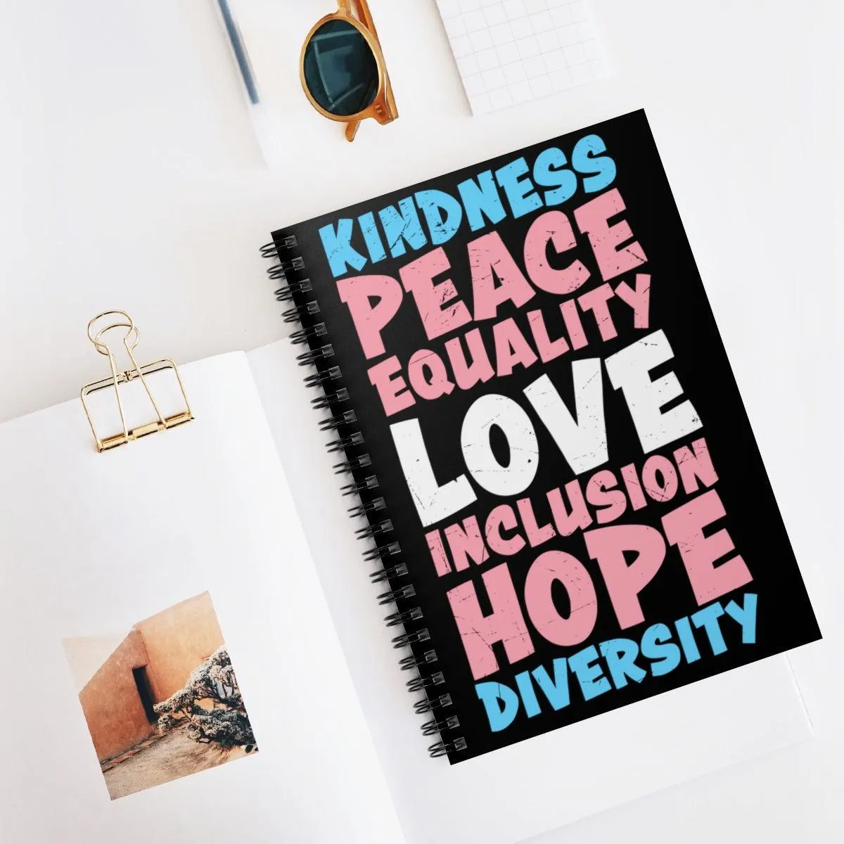 Kindness, Peace, Equality, Love, Inclusion, Hope Diversity - Notebook